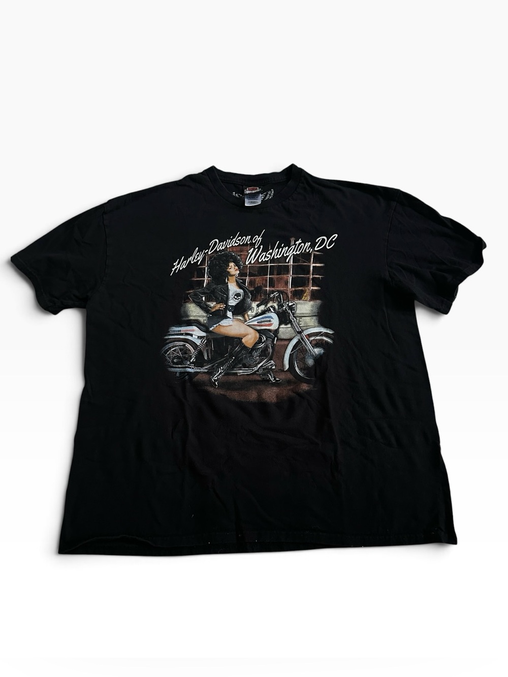 Harley Davidson Washington DC Motorcycle Pin Up Girl Tee Shirt Mens 2XL - Picture 2 of 6